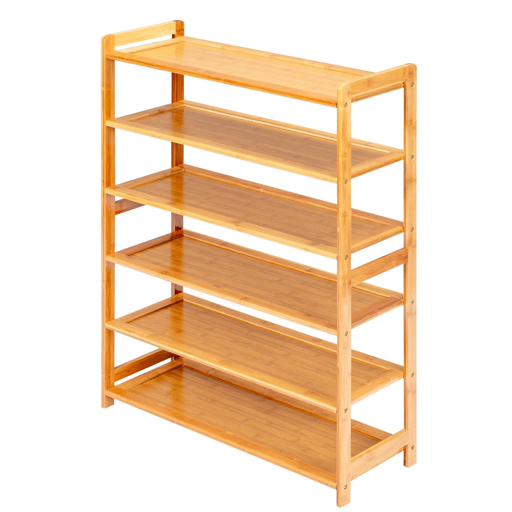6 Tier Natural Wood Bamboo Shoe Rack W305