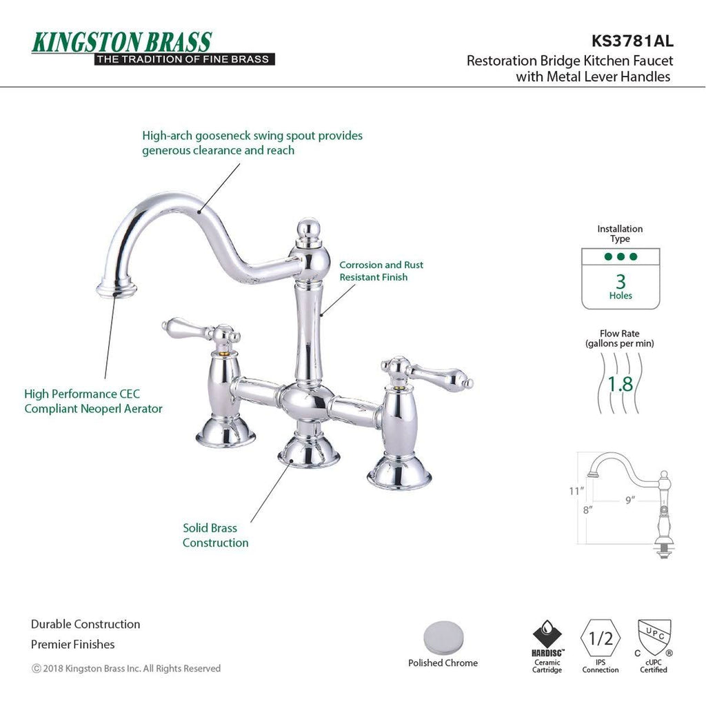 Oil Rubbed Bronze Bridge Kitchen Faucet Q389