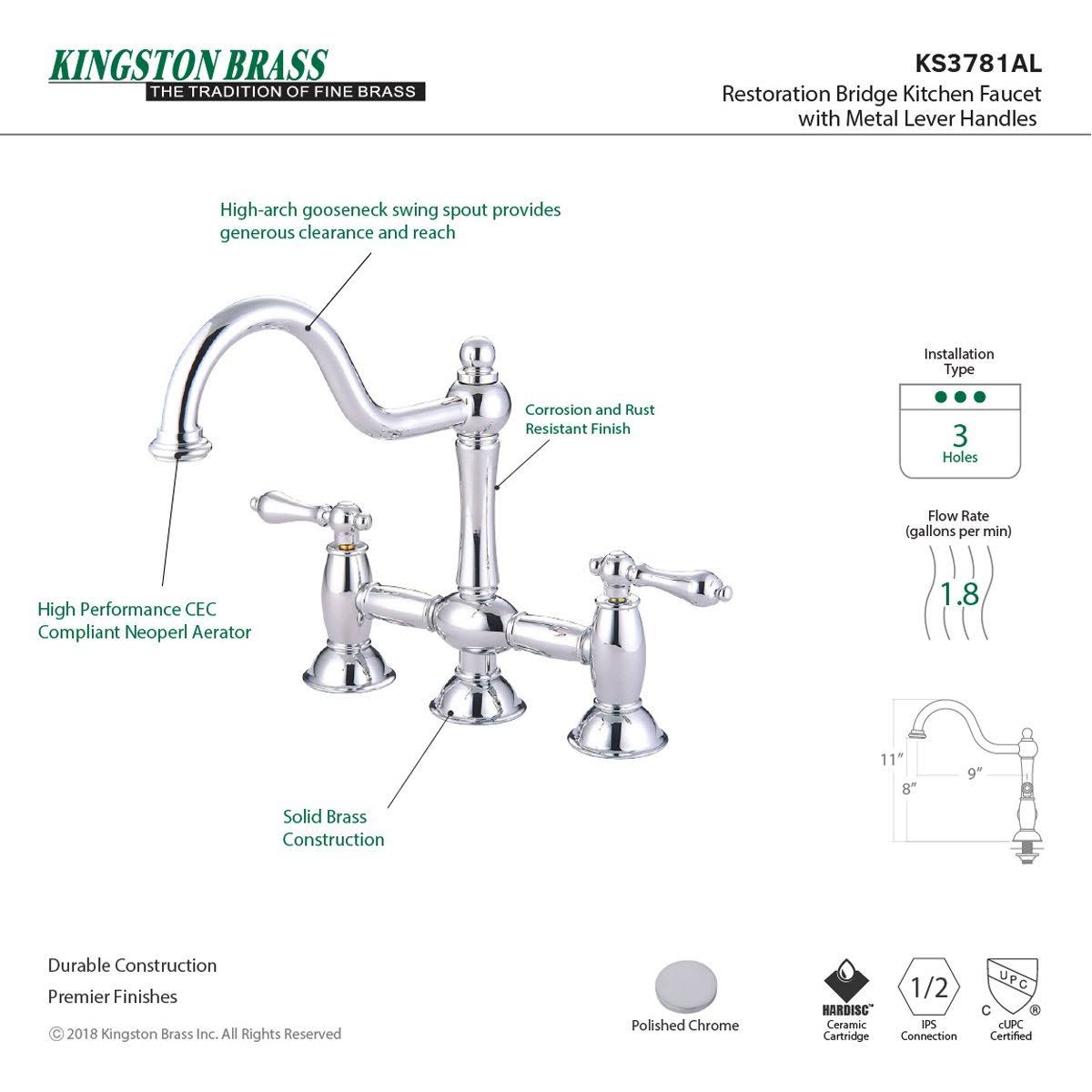 Oil Rubbed Bronze Bridge Kitchen Faucet Q389