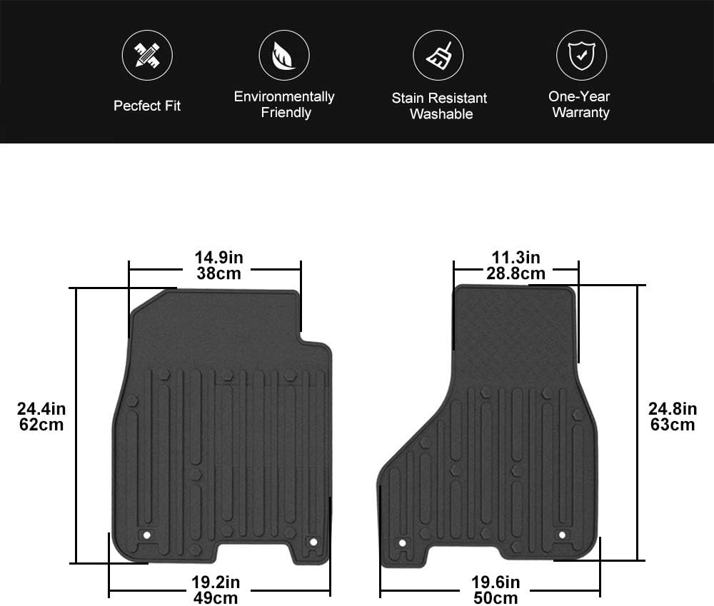 Black Front Row All Weather TPE Floor Mat Set B492