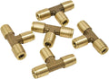 Brass Push to Connect Union Tee Air Brake Tube Fitting, 1/4" Tube OD (5 Pack) T26365