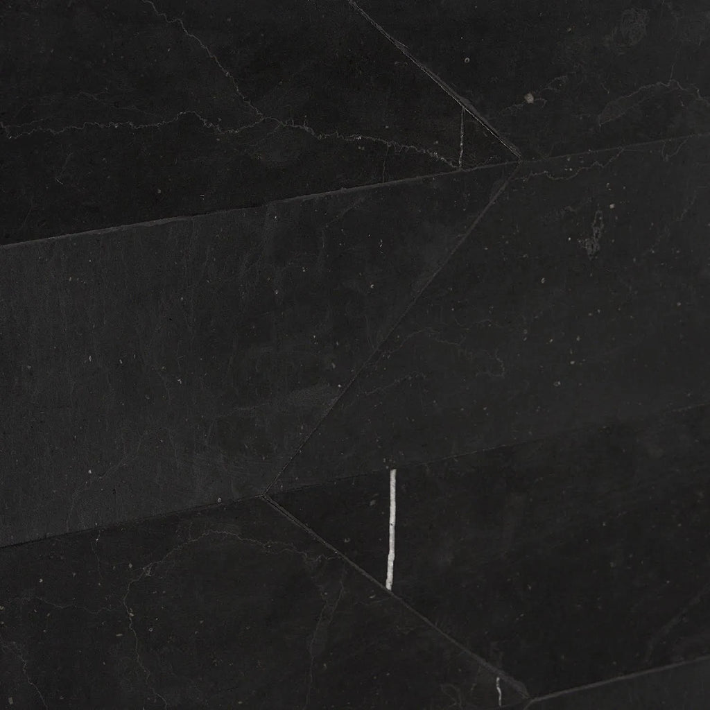 Nero Marquina 3x12 Chevron Honed Marble Tile L459