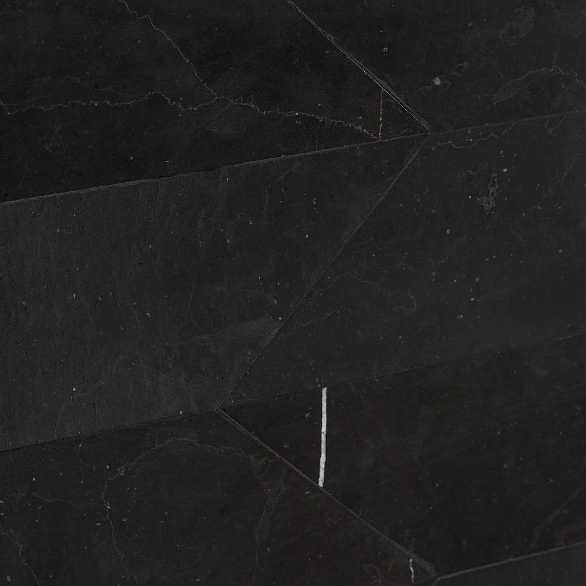 Nero Marquina 3x12 Chevron Honed Marble Tile L459