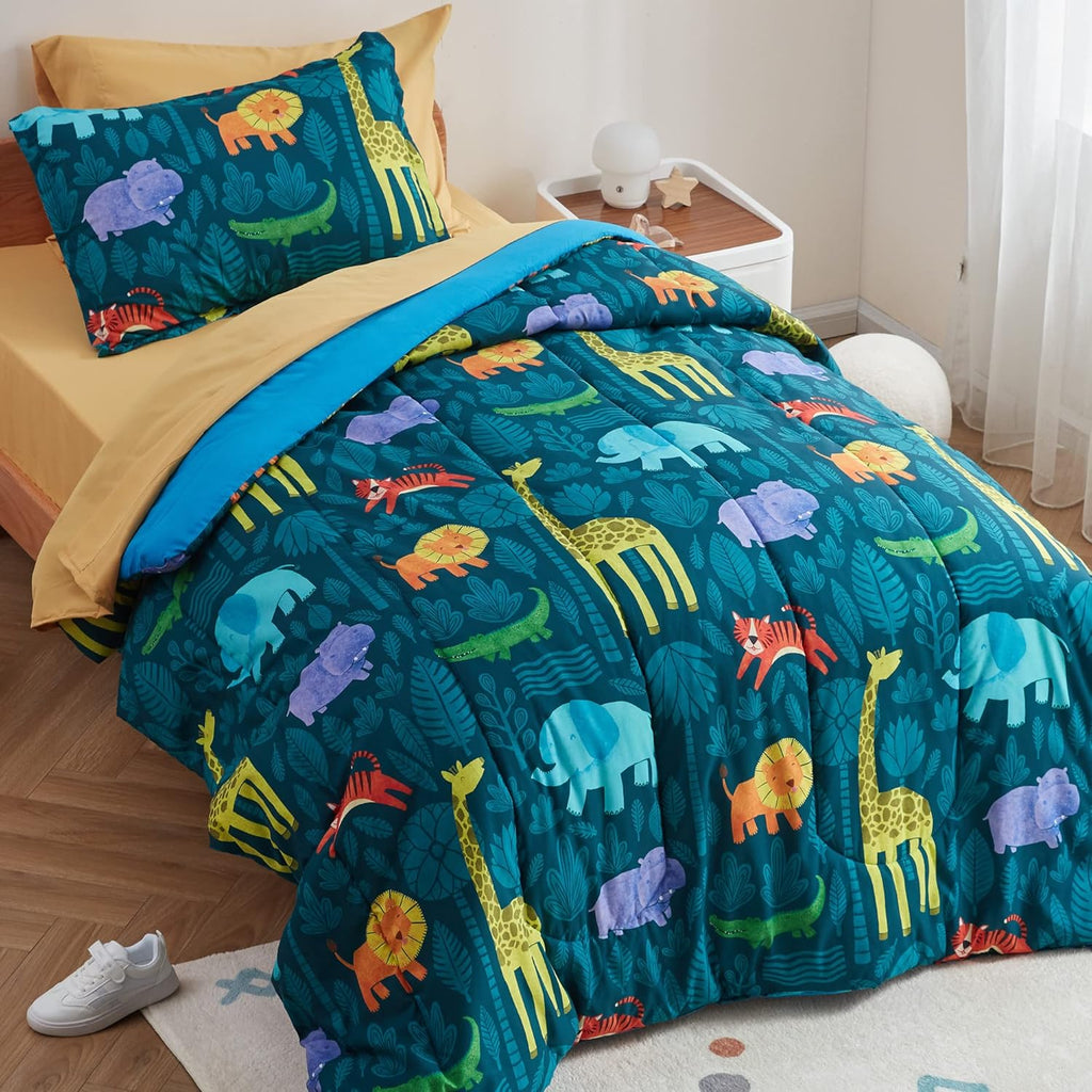 Blue Twin 5 Piece Microfiber Bedding Set K996