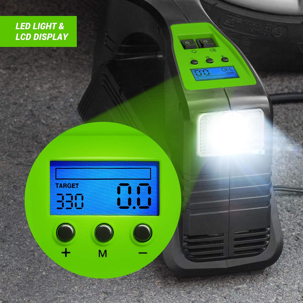 Electric Air Compressor Tire Inflator AC/DC Portable with Digital Pressure Gauge O628274