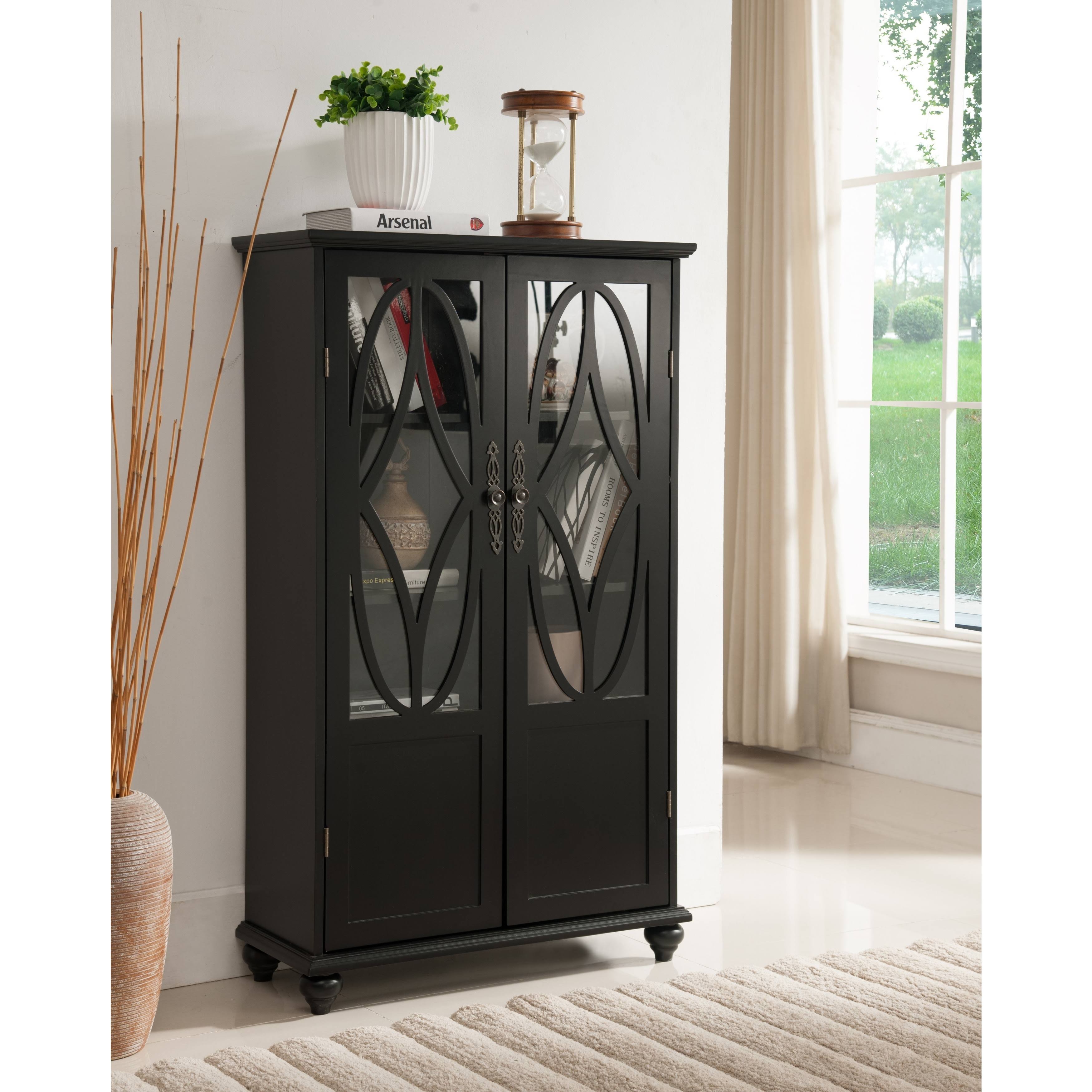 Black Wood Curio Cabinet M7920