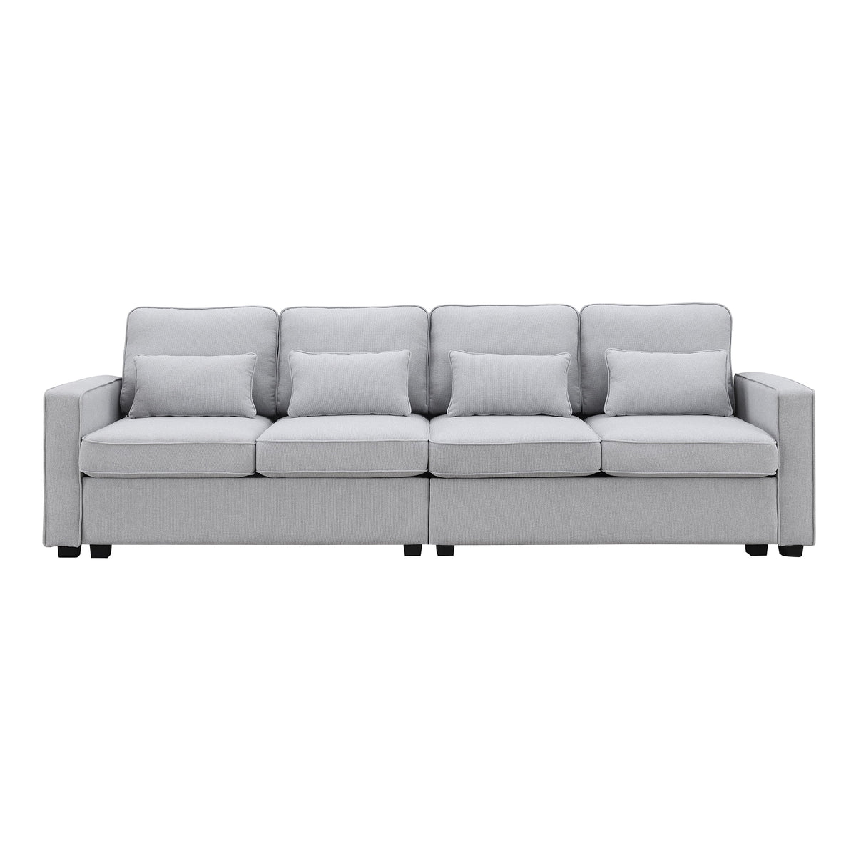 Light Grey 4-Seater Linen Fabric Sofa with 4 Pillows Z17171