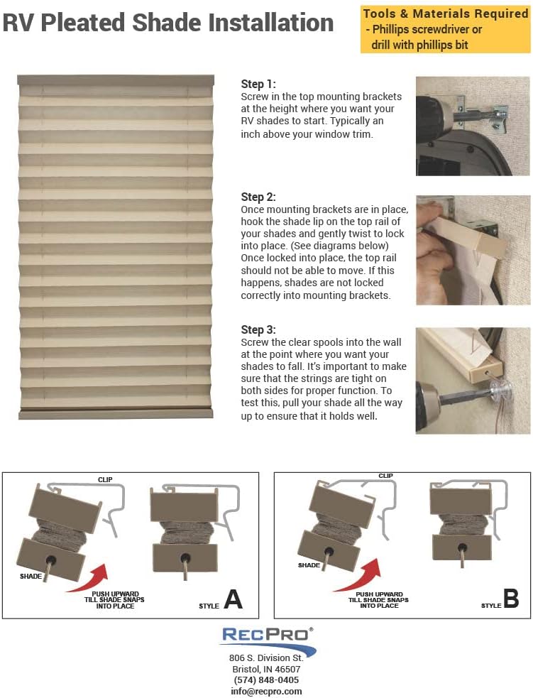 Pleated RV Window Shades Cappuccino 26 W x 50 L W209