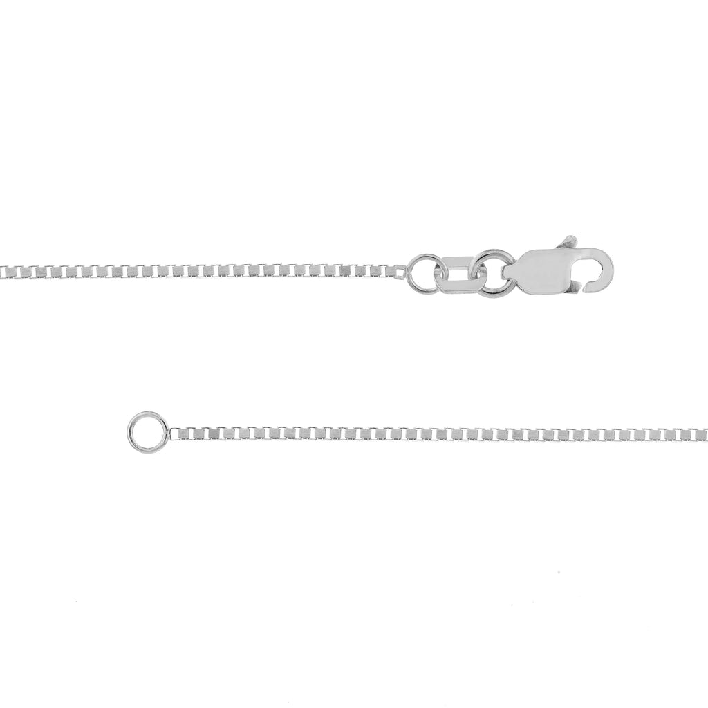 18K White Gold Box Chain Necklace with Lobster Lock C620