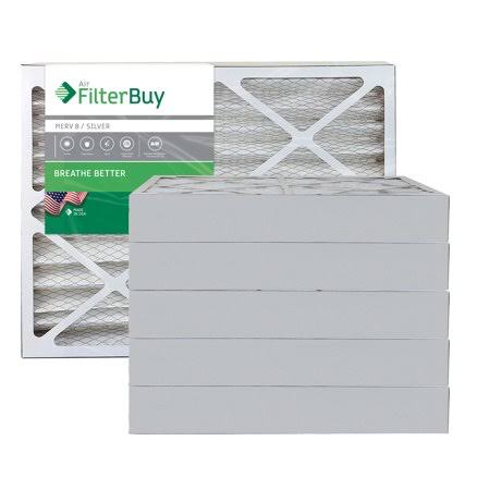 Silver MERV 8 25x28x4 Pleated AC Furnace Air Filter, Pack of 6 O2305
