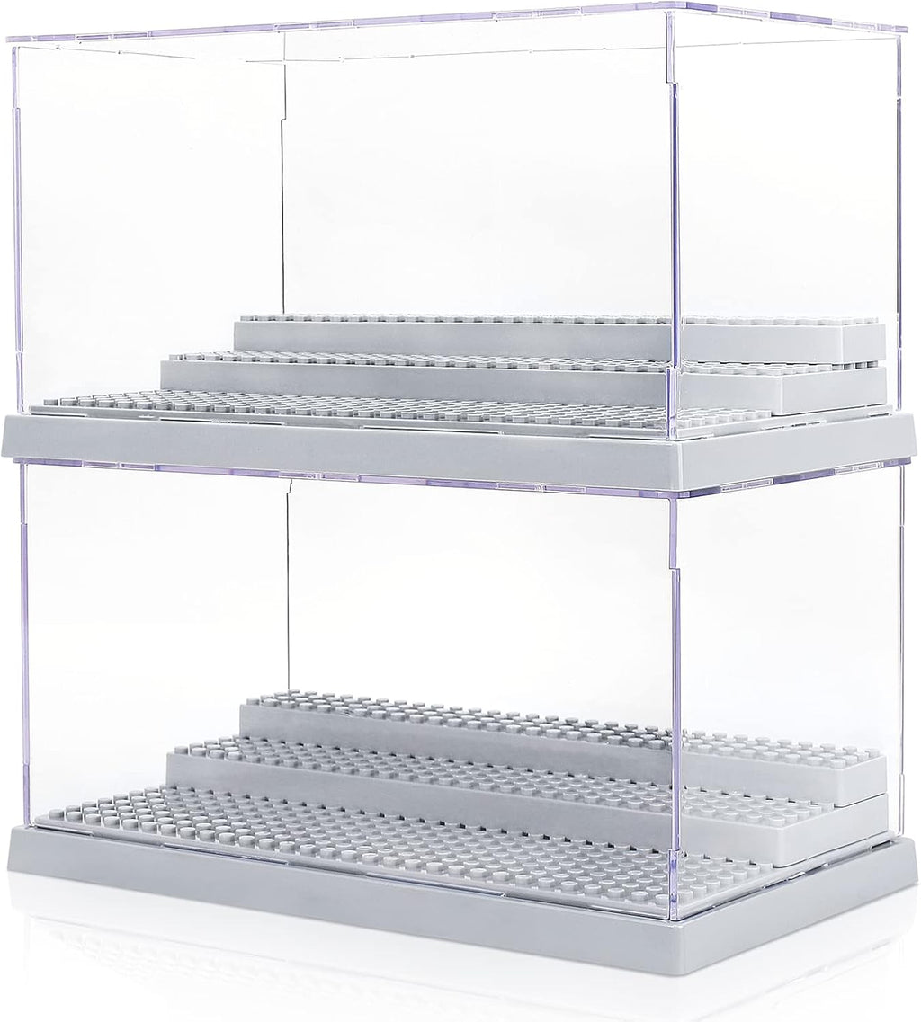 2 Pack Clear Acrylic Display Case with 3 Movable Steps J321