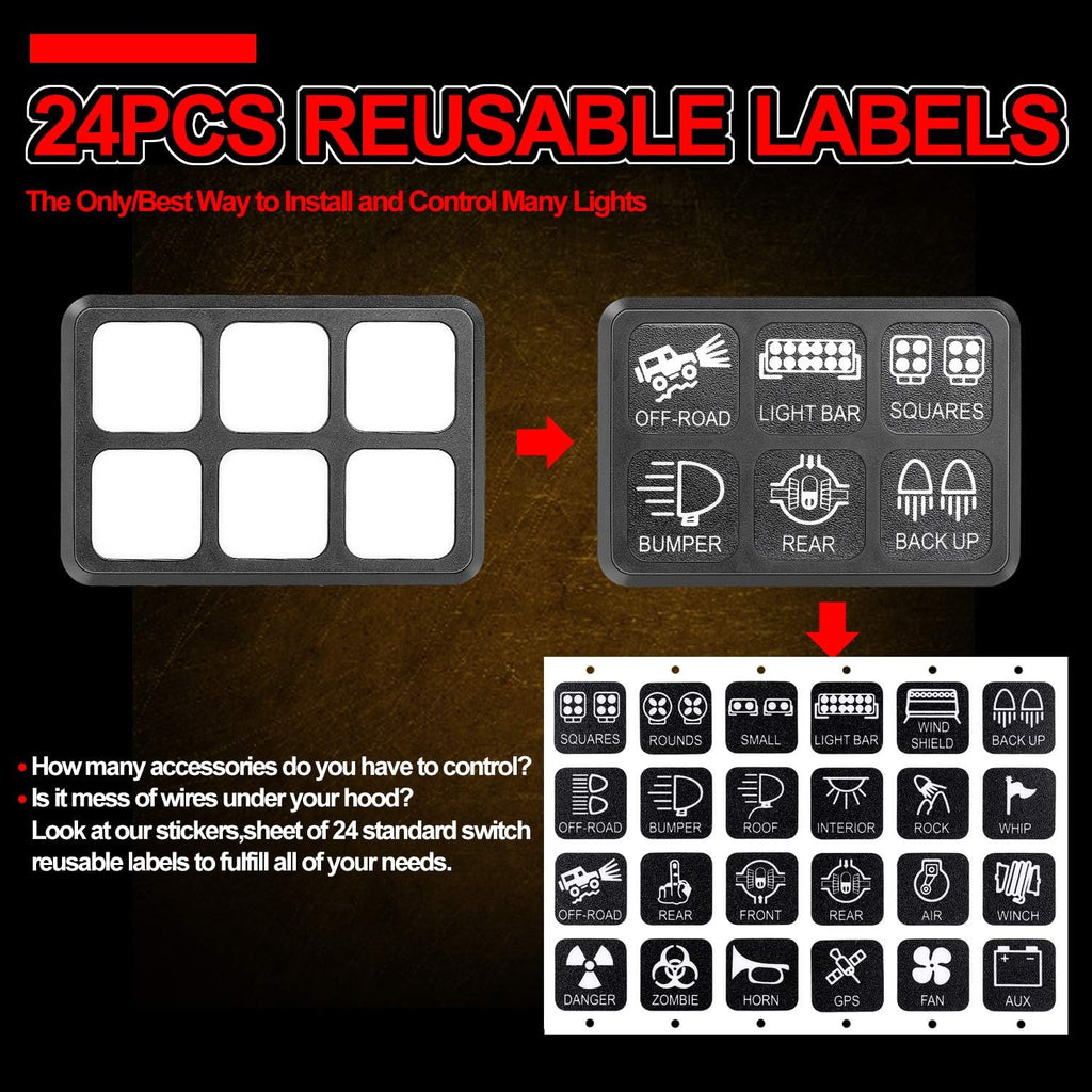 6 Gang Switch Panel with Label Stickers C65107
