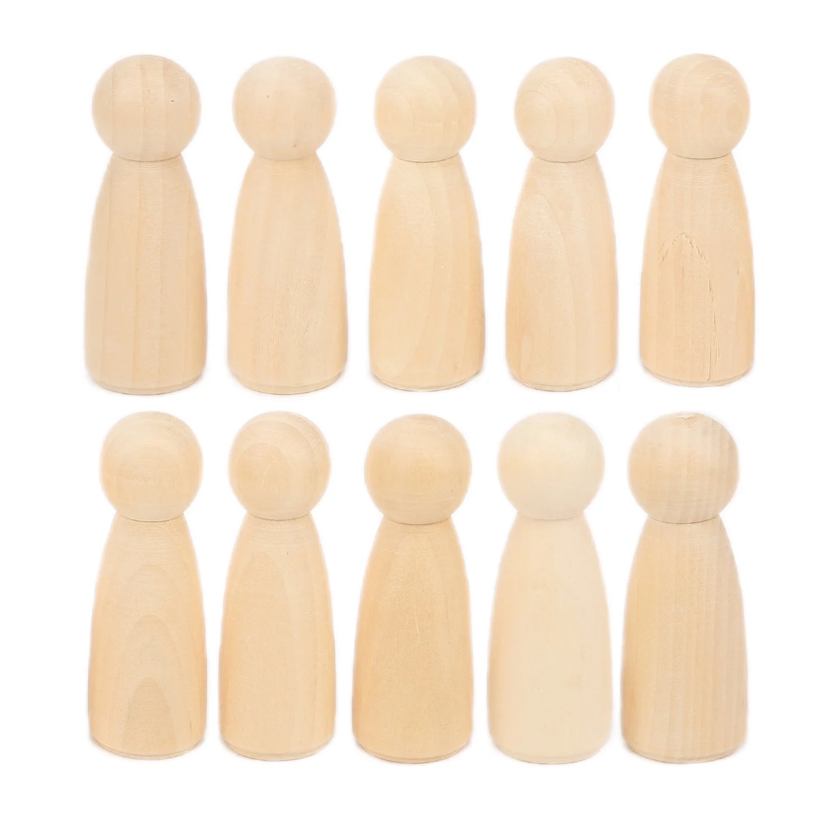 10Pcs Unfinished Wooden Peg Dolls for Kids DIY Craft 75mm / 3.0in H573532