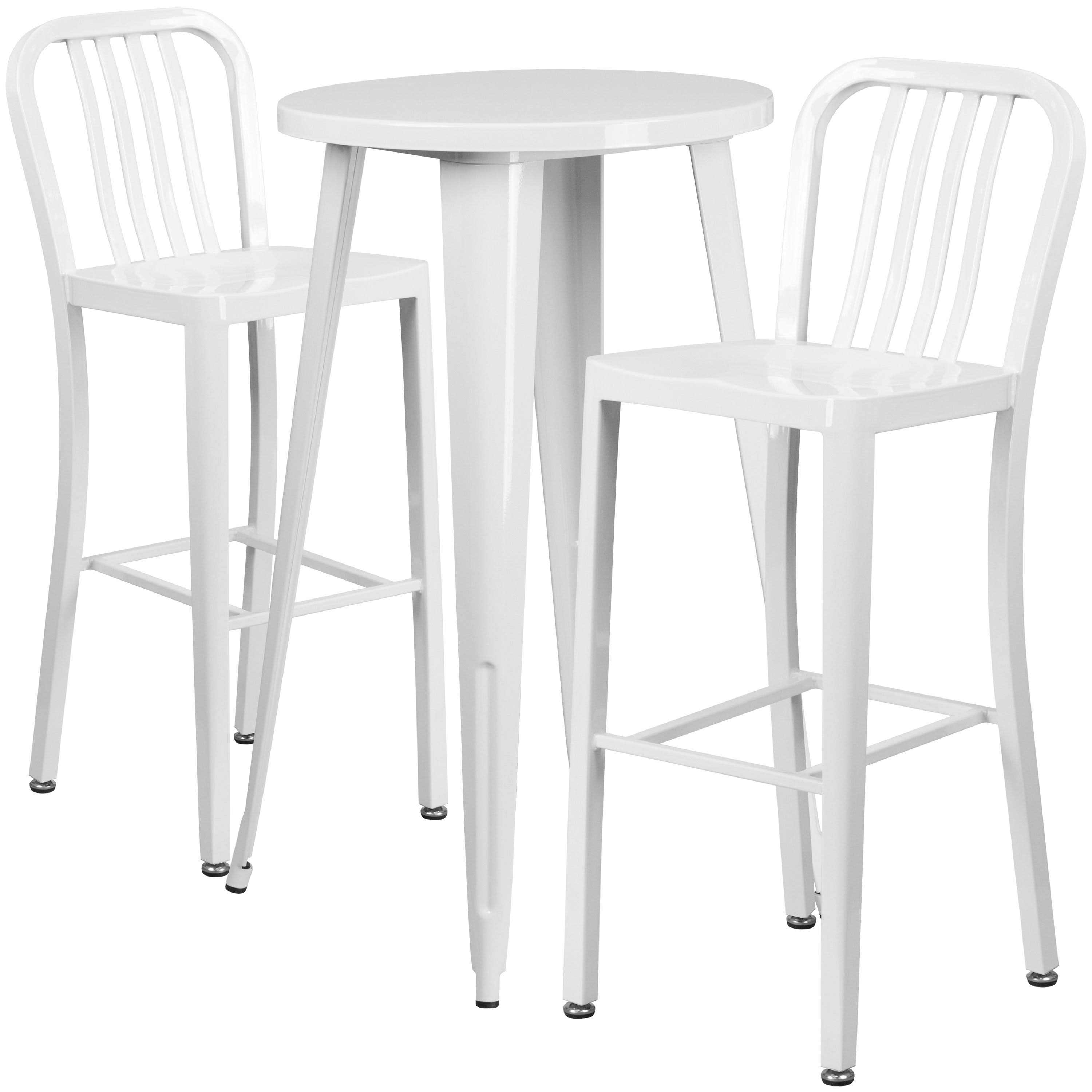 Orange Round Metal Bar Table Set with 2 Stools D7833