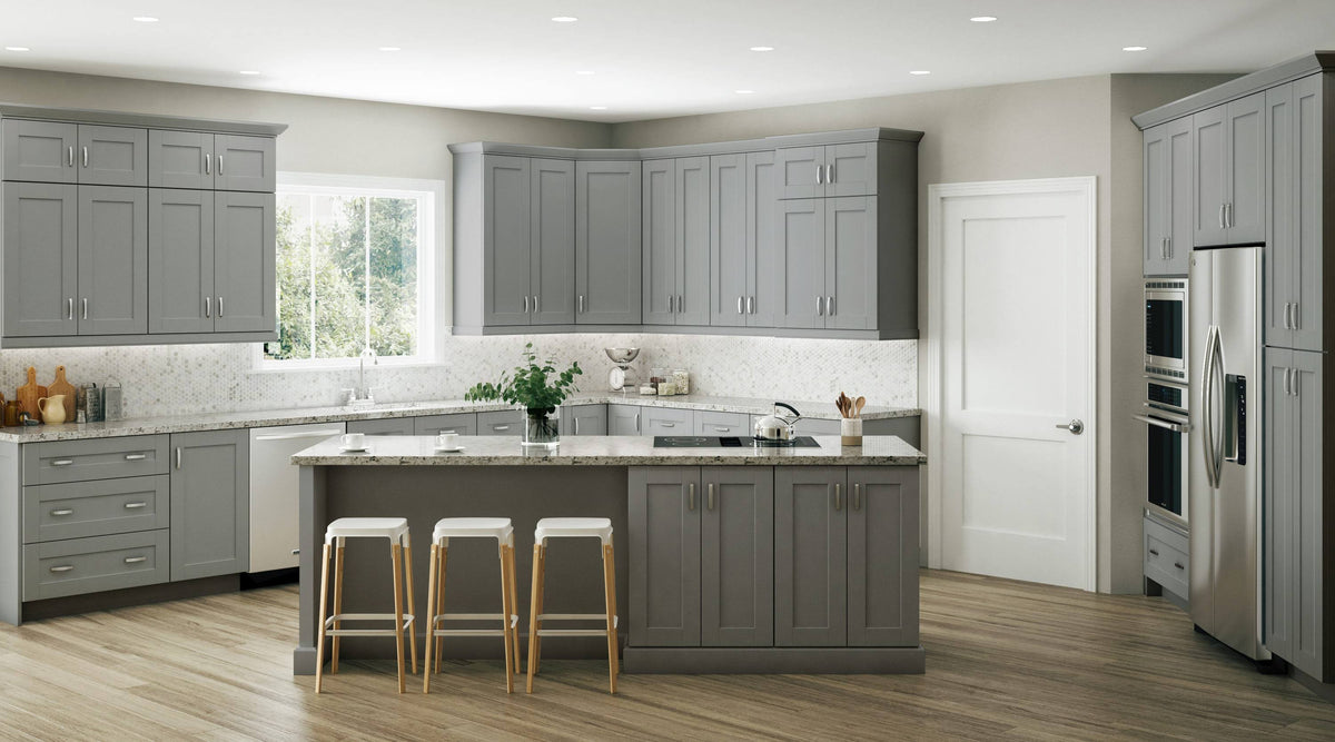 Veiled Gray Shaker Assembled Plywood 30 in. x 34.5 in. x 24 in. Base Drawer Kitchen Cabinet H694266