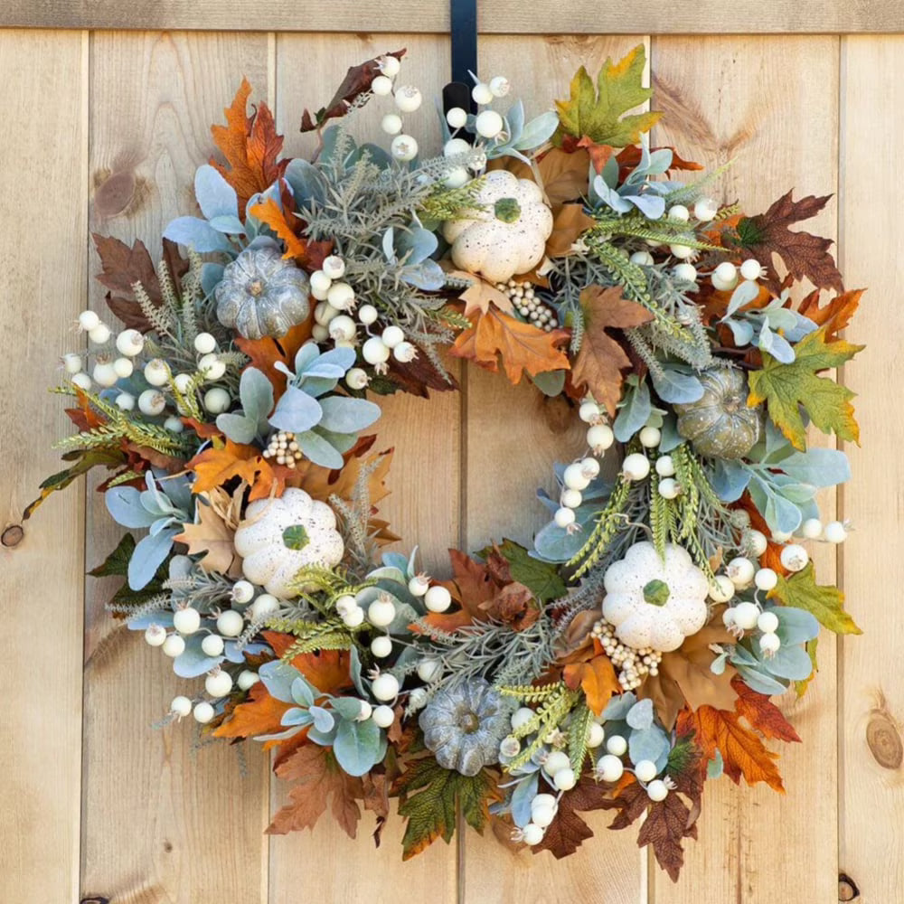 Fall Wreath with Berry Pumpkin and Maple Leaves R74574