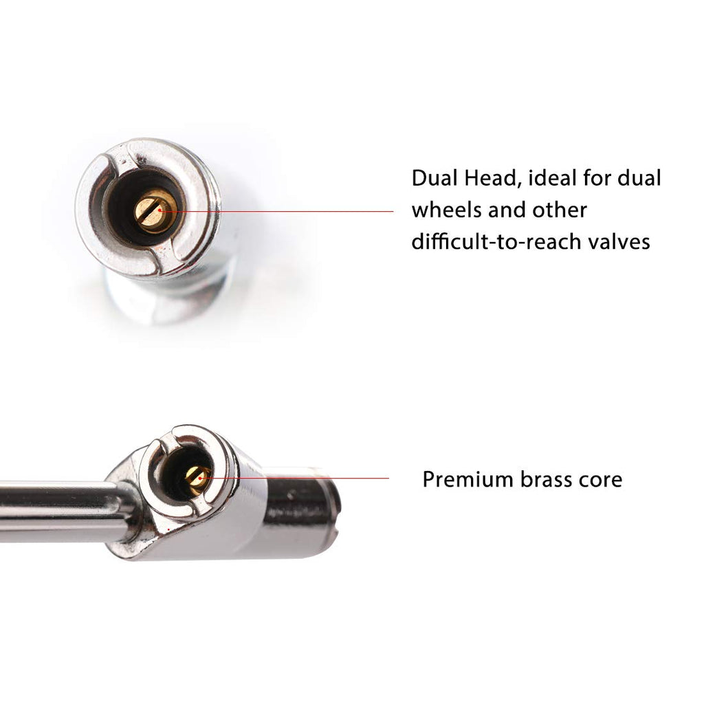 Tire Pressure Gauge 10-150PSI 100-1000KPa Dual Head Chucks Silver (10 Packs) Z8058