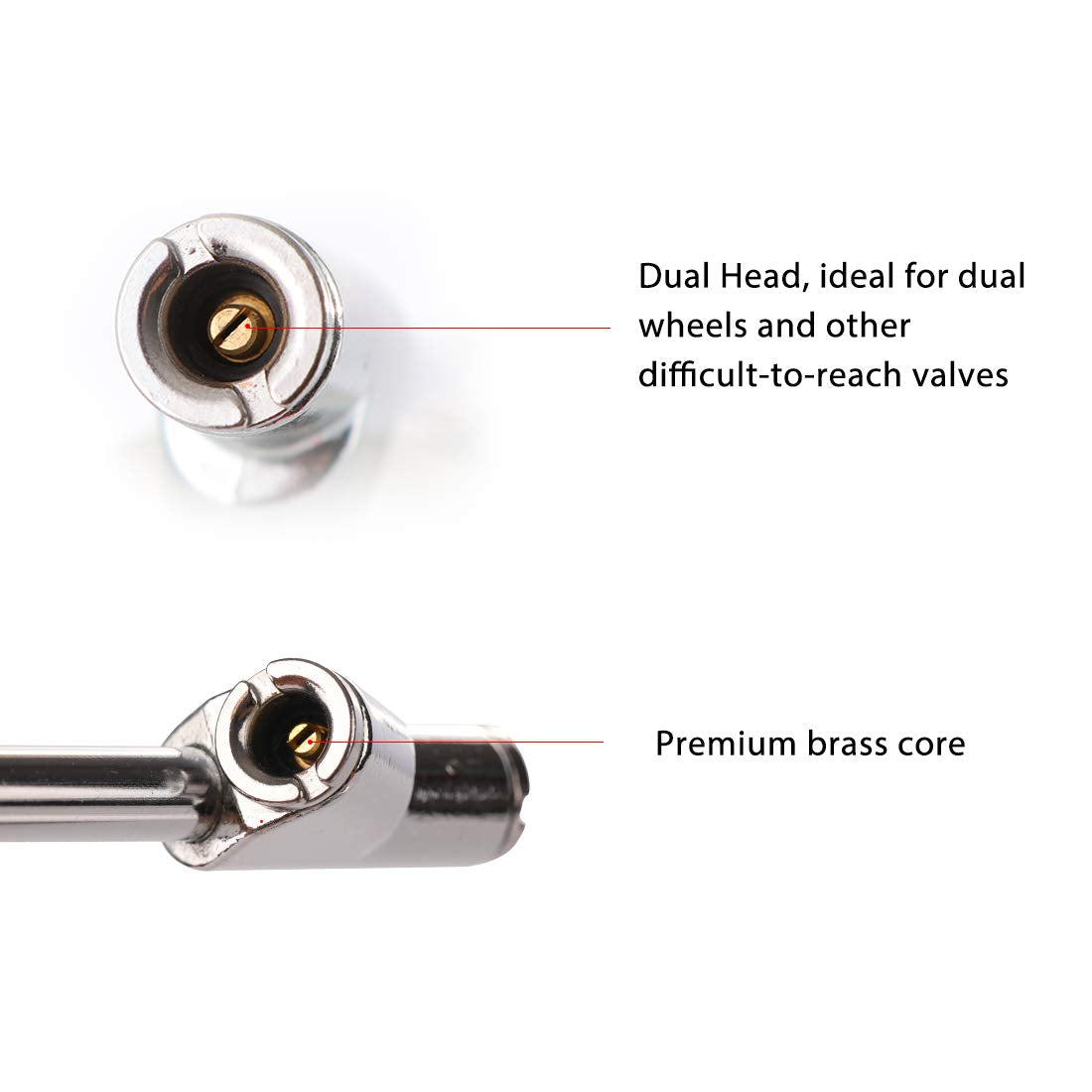 Tire Pressure Gauge 10-150PSI 100-1000KPa Dual Head Chucks Silver (10 Packs) Z8058