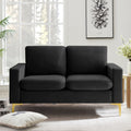 Orange Velvet Loveseat With Gold Metal Legs Square Armrest Small Sofa Couch Y21704