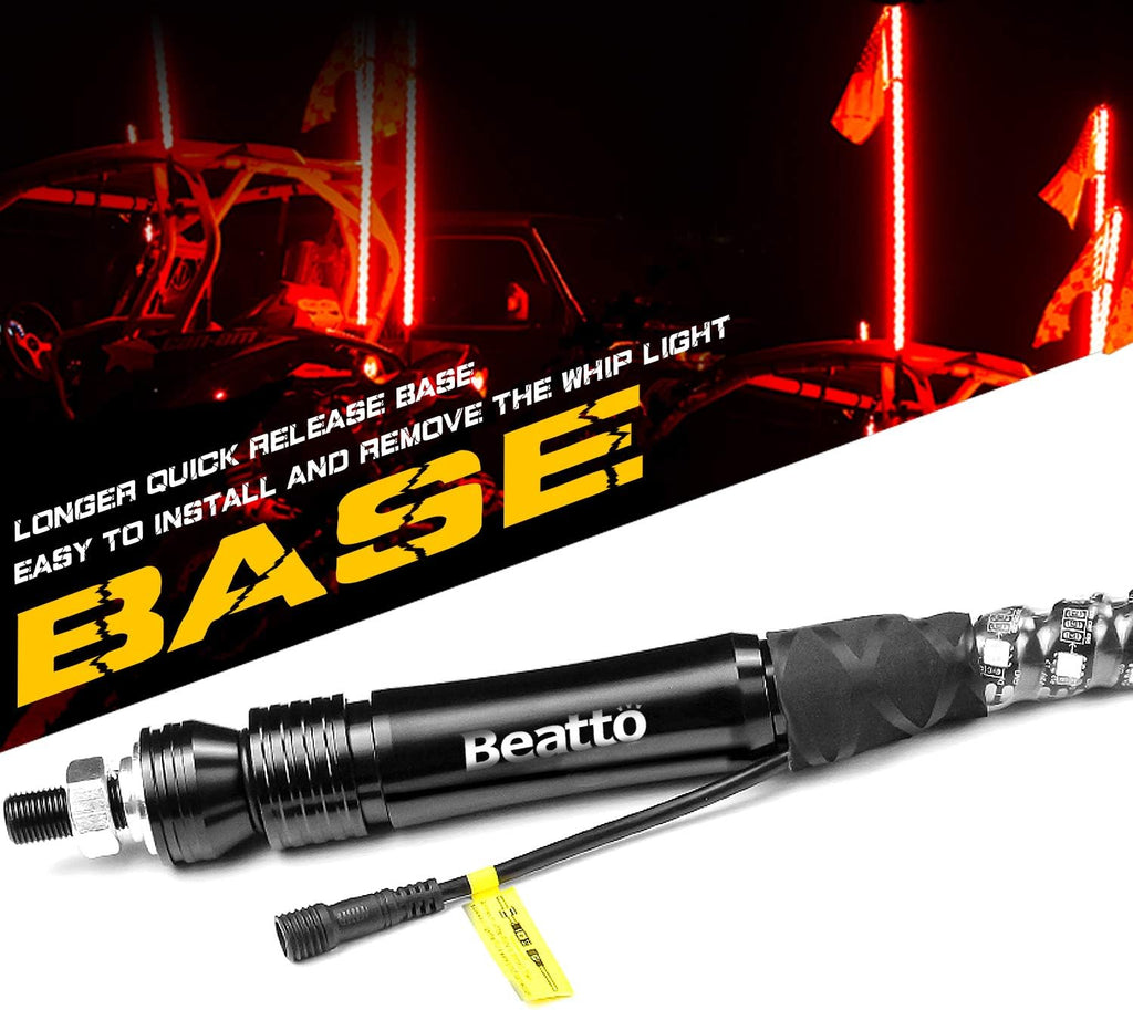 2PCS 5FT LED Whips Light with Remote and app H5206