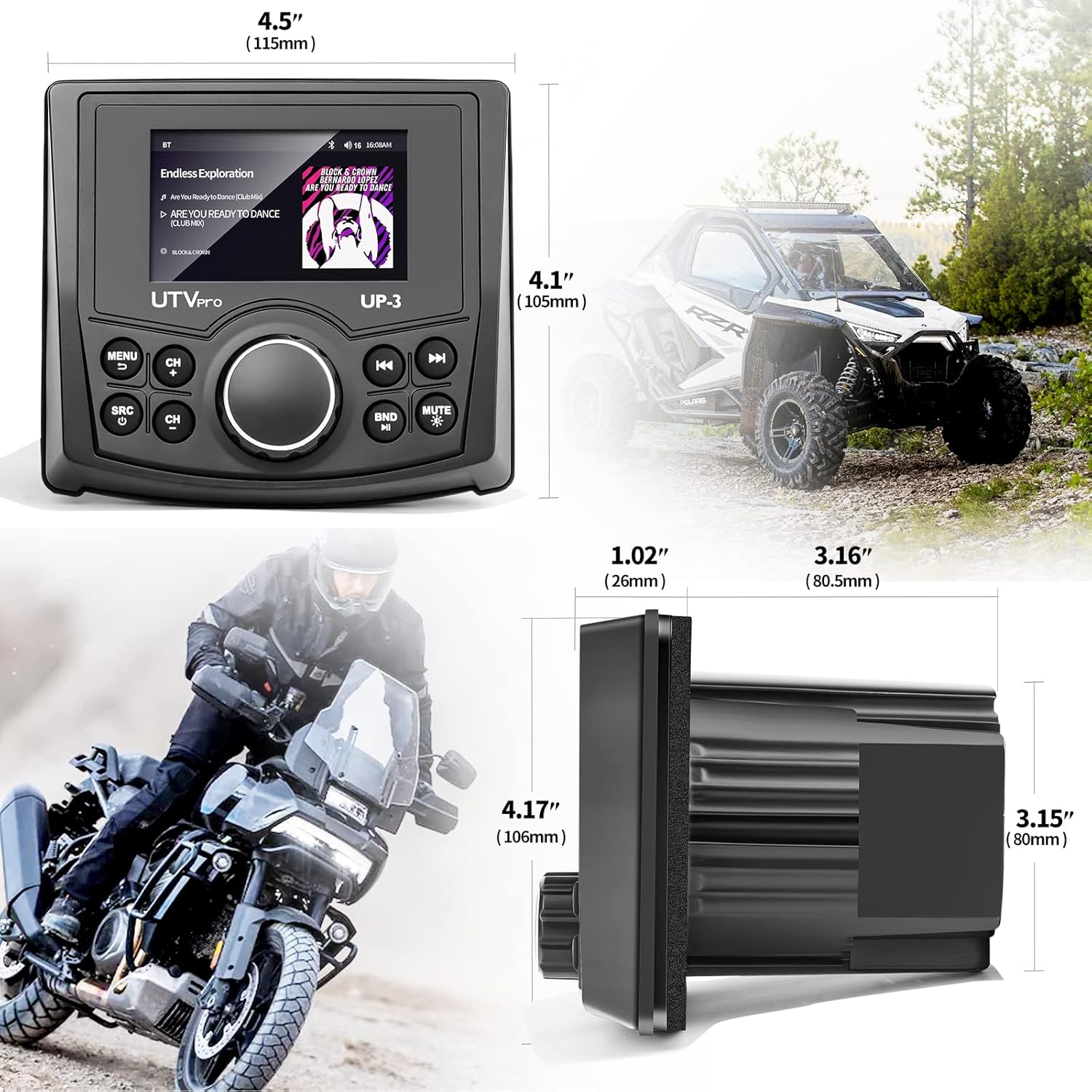 UTV Stereo AM/FM with Bluetooth Streaming W765