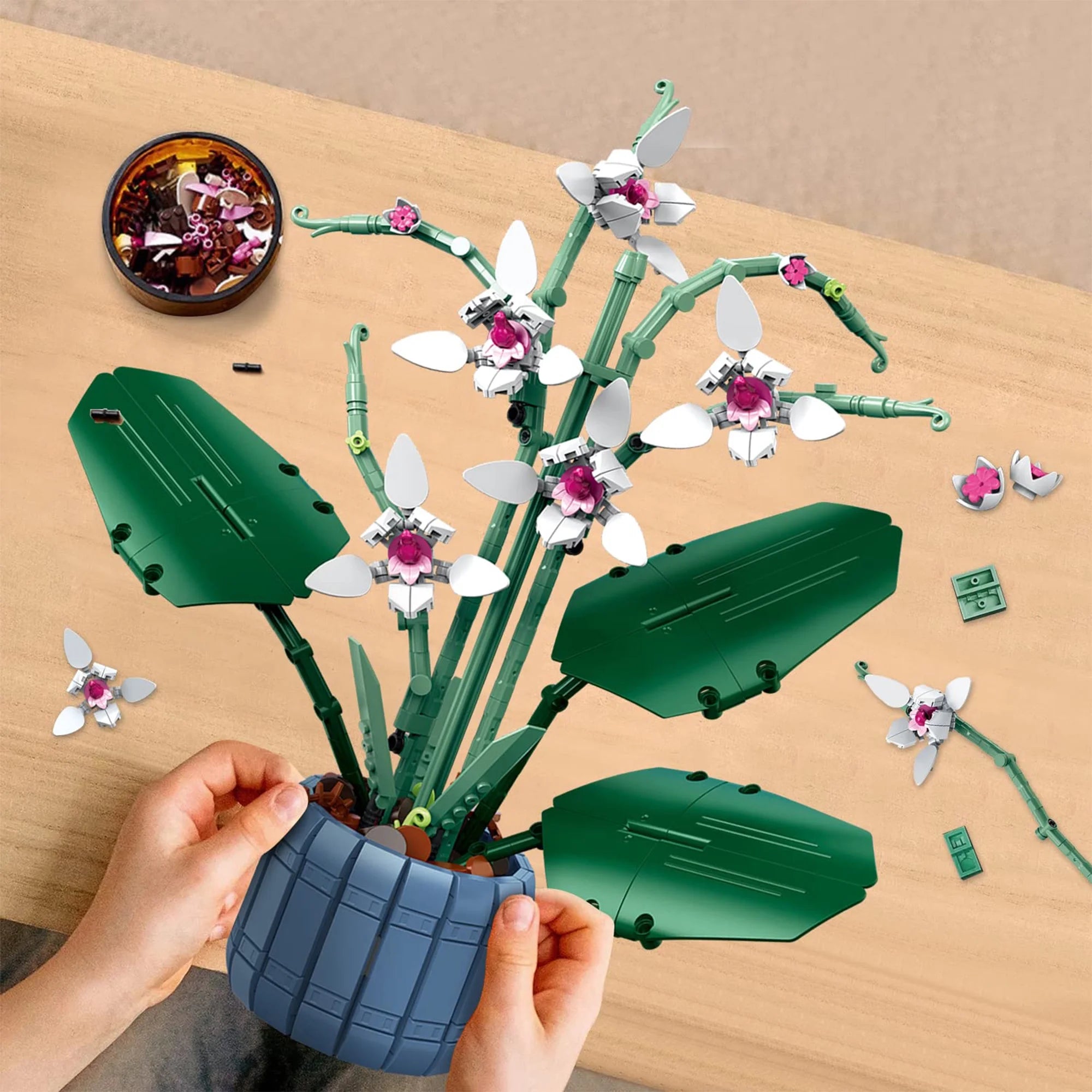White Butterfly Orchid Building Block Set I36189