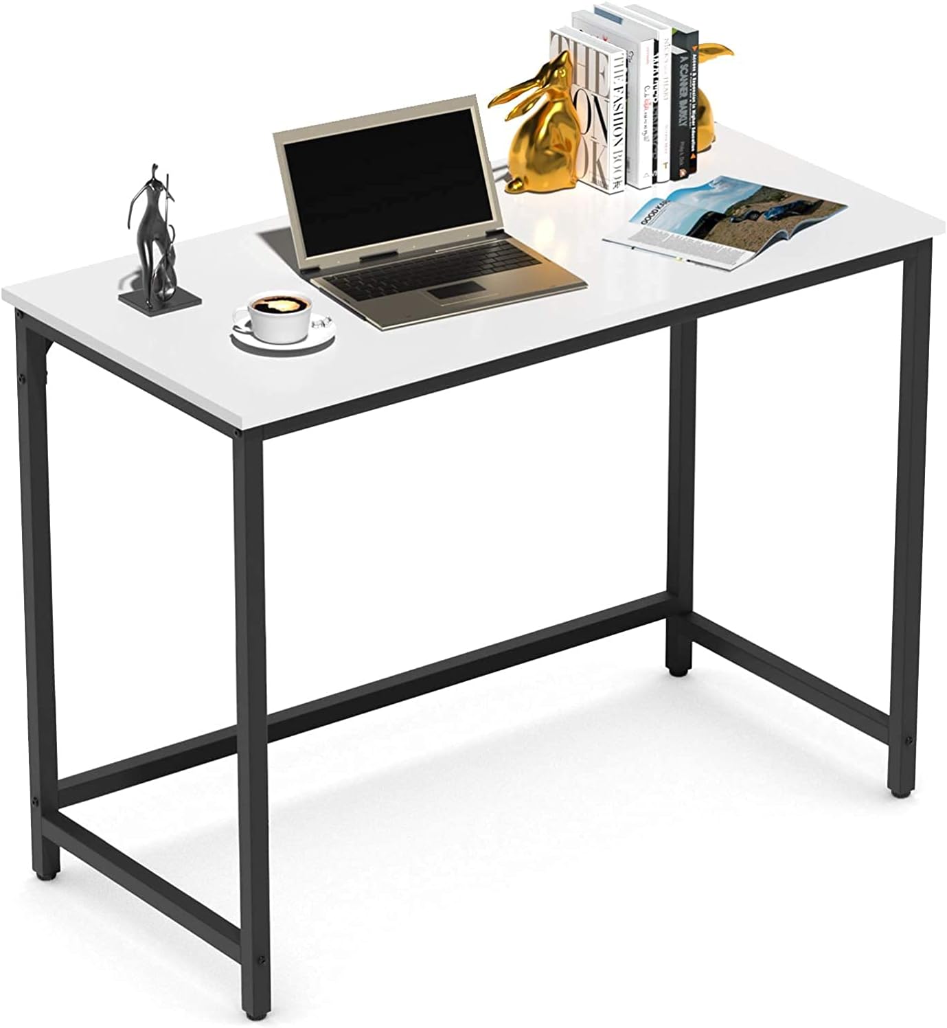 Reversible L Shaped Desk Corner Computer Desk with Webcam Wood Metal Teak Black P10921