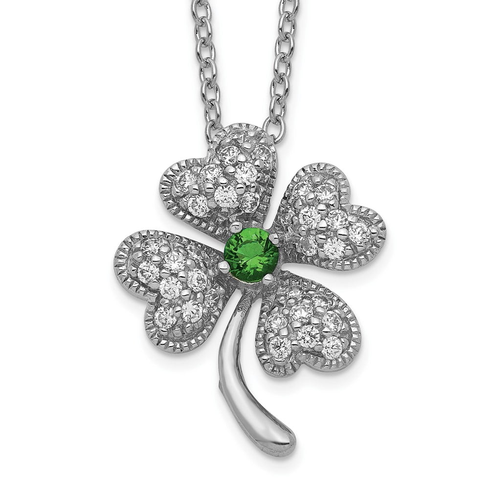 18 Inch Sterling Silver Four Leaf Clover Necklace C645