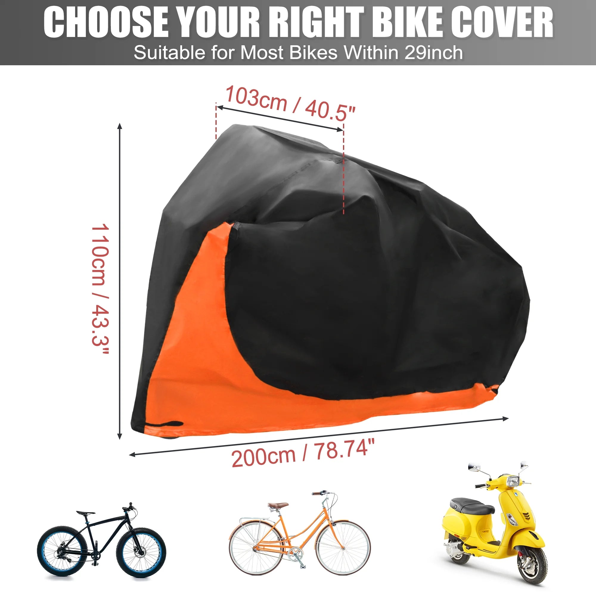 Orange Waterproof Bicycle Cover for 2 Bike I300484