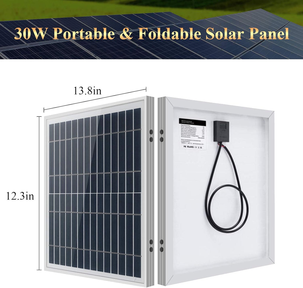 30W Panel Foldable Solar Panel Lighting Kit with 5 USB Solar Charger LED Light Bulb and 5 Cellphone Charger B29504