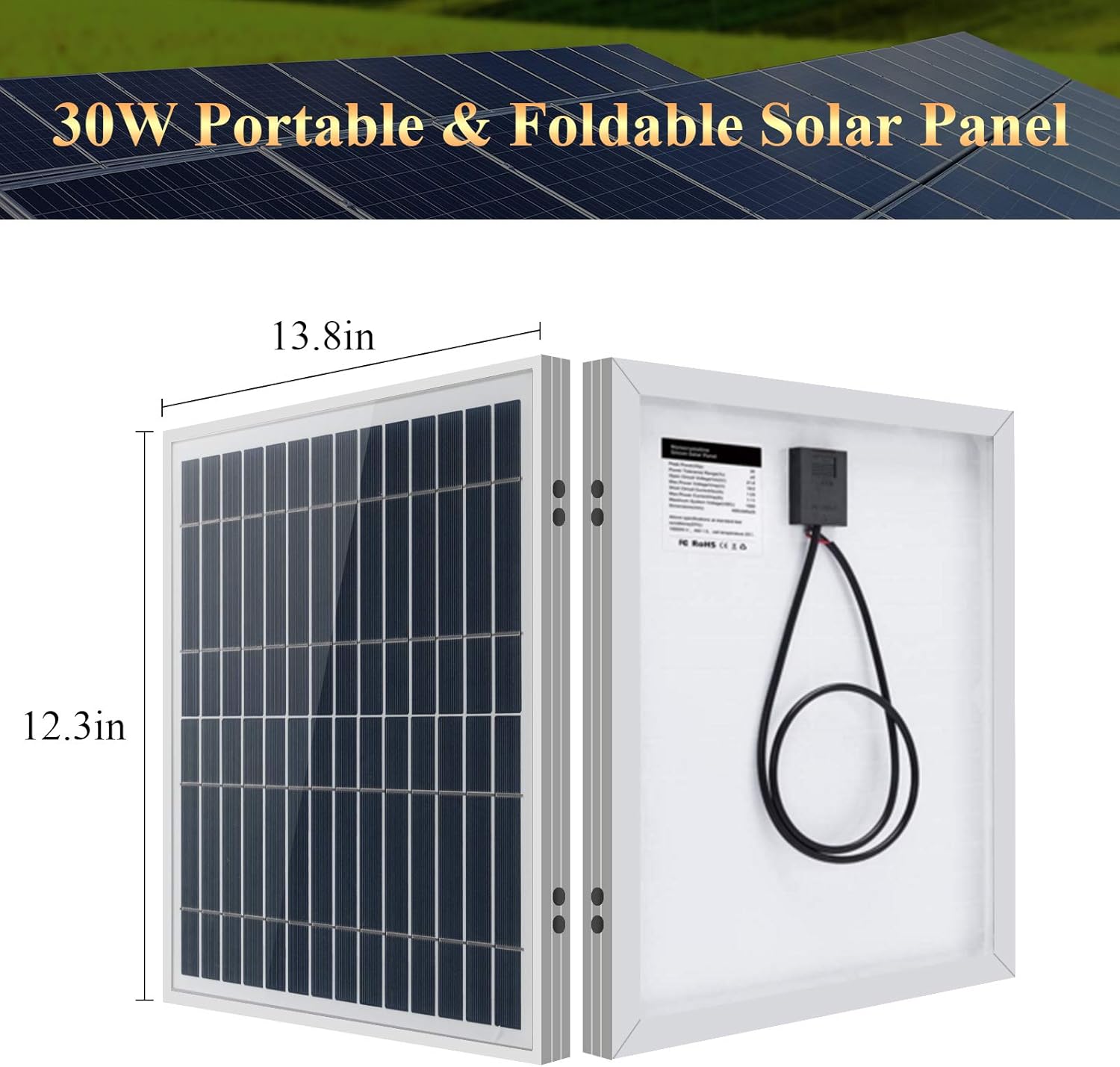 30W Panel Foldable Solar Panel Lighting Kit with 5 USB Solar Charger LED Light Bulb and 5 Cellphone Charger B29504