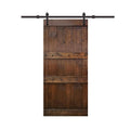 Brown Stained Solid Pine Wood Interior Sliding Barn Door with Hardware Kit B507