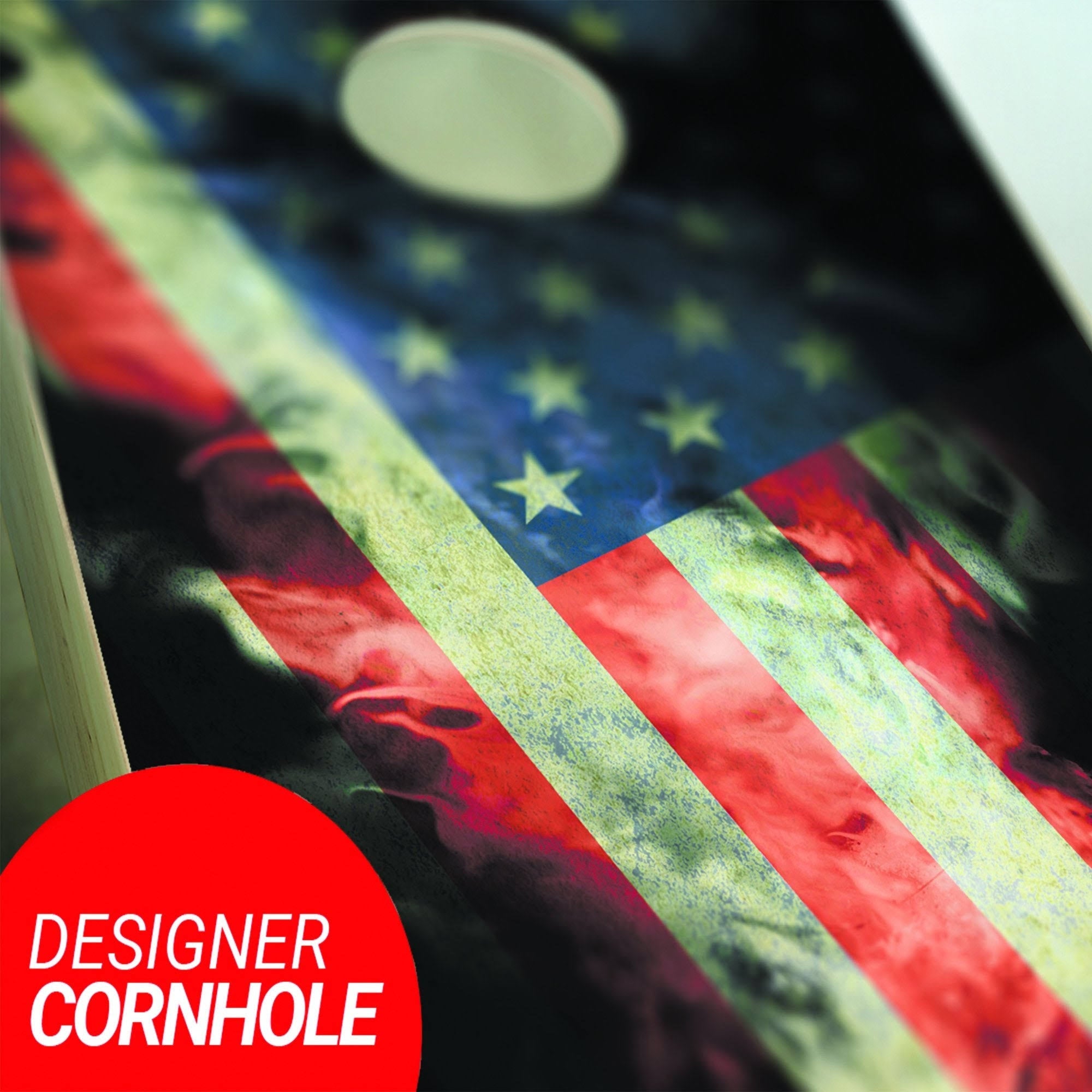 American Flag Skull Cornhole Set with 8 Bags and Carrying Case D23785