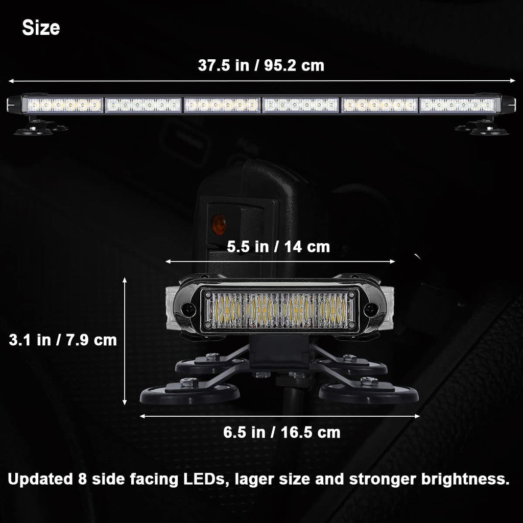 80 LED Amber White Emergency Strobe Light Bar with Strong Magnetic Double Side A768