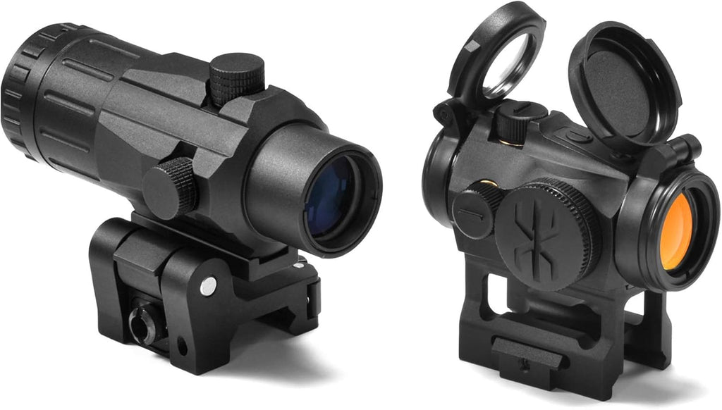 Black and Khaki 2 MOA 20mm Lens Tactical Red Dot Sight Scope 3X Magnifier Combo with 1 Inch Riser Mount Y630