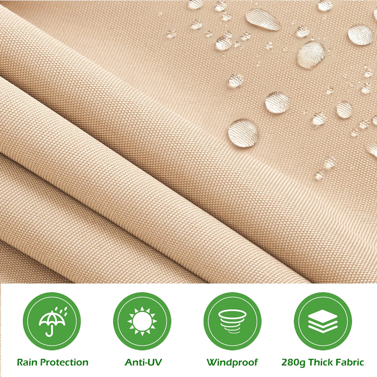 Beige Retractable Patio Awning with Manual Crank Handle E467278