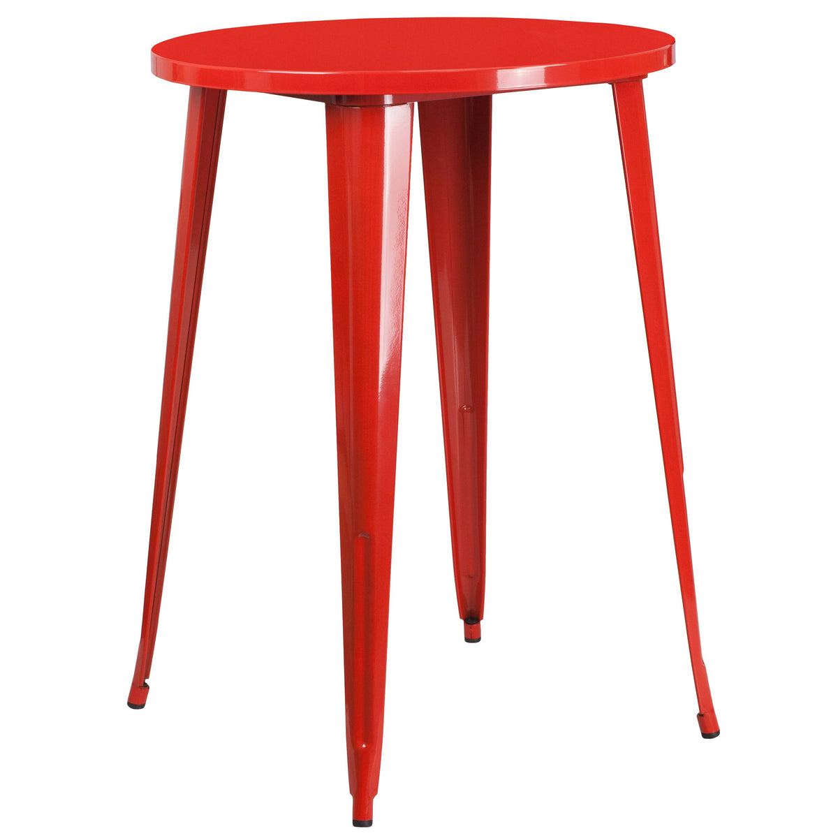 Red Round Bar Height Metal Cafe Table J91353