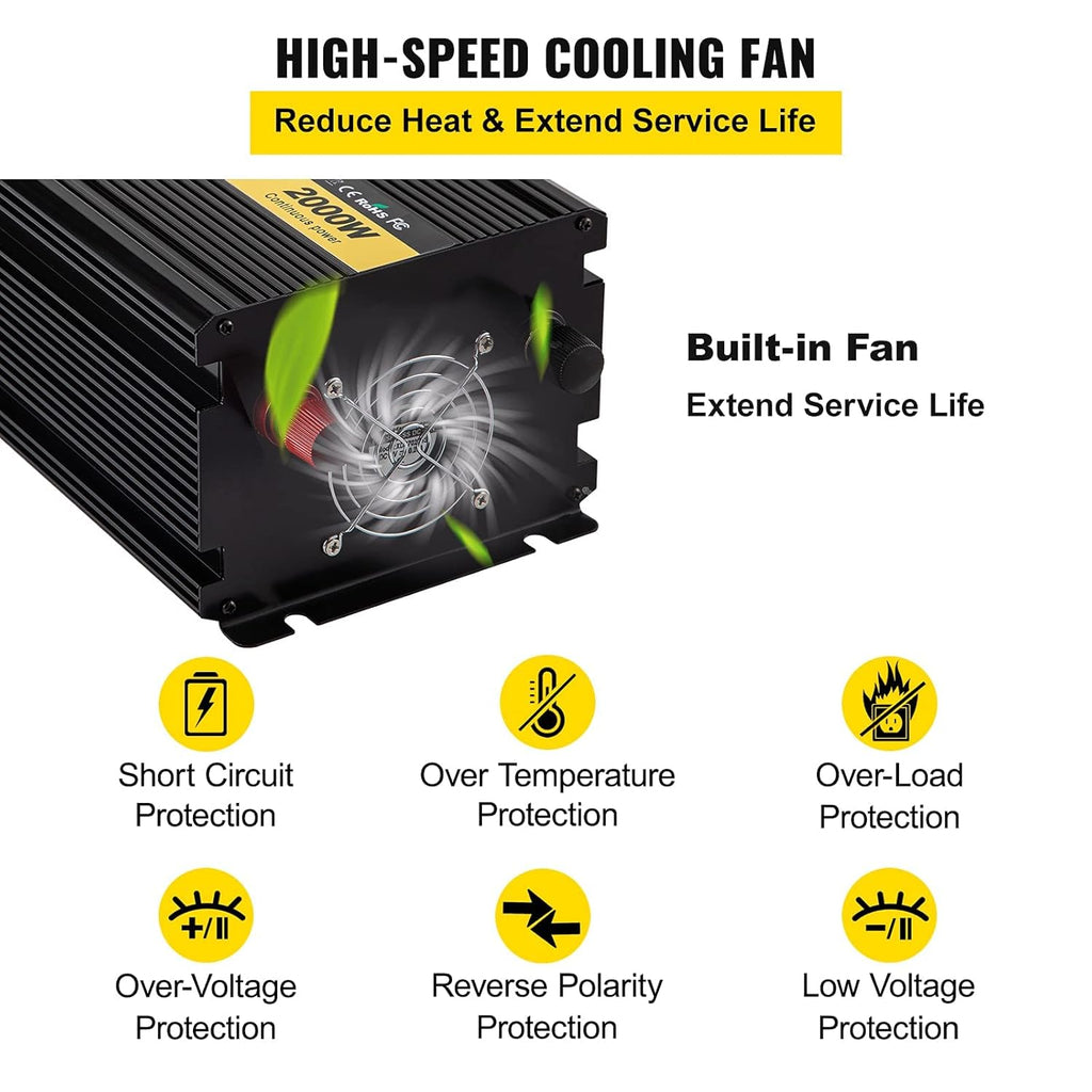2000W Modified Sine Wave Power Inverter with LCD Display W871335