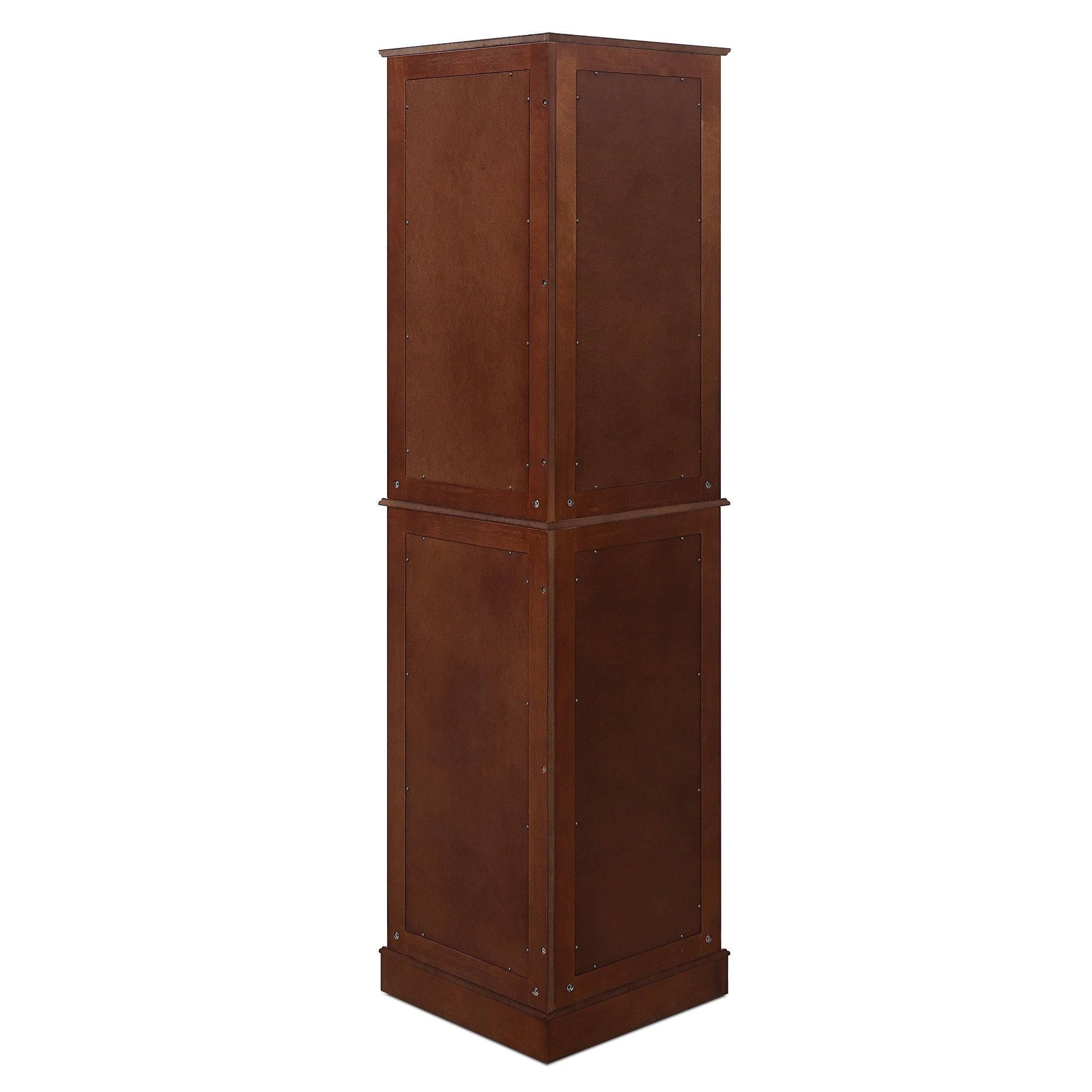 Lighted Corner Curio Cabinet with Tempered Glass Door, 6 Shelves, Walnut Y184