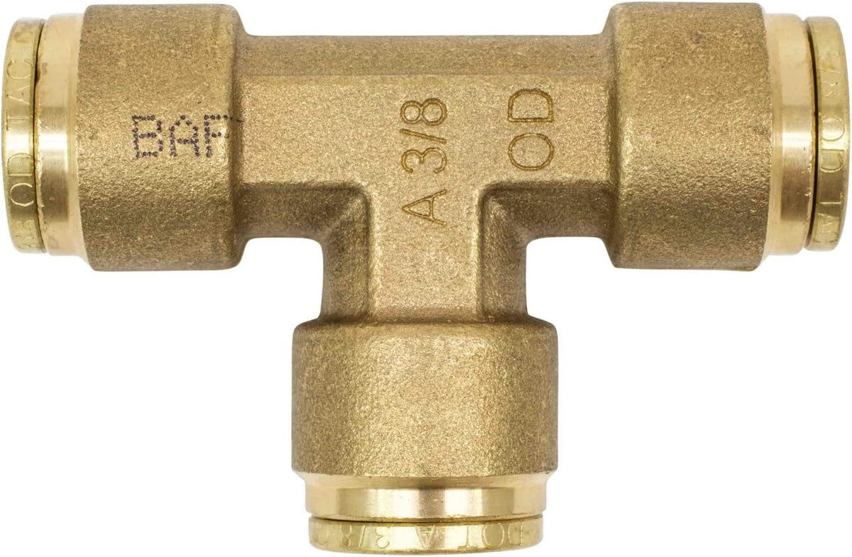 Brass Push to Connect Union Tee Air Brake Tube Fitting, 1/4" Tube OD (5 Pack) T26365