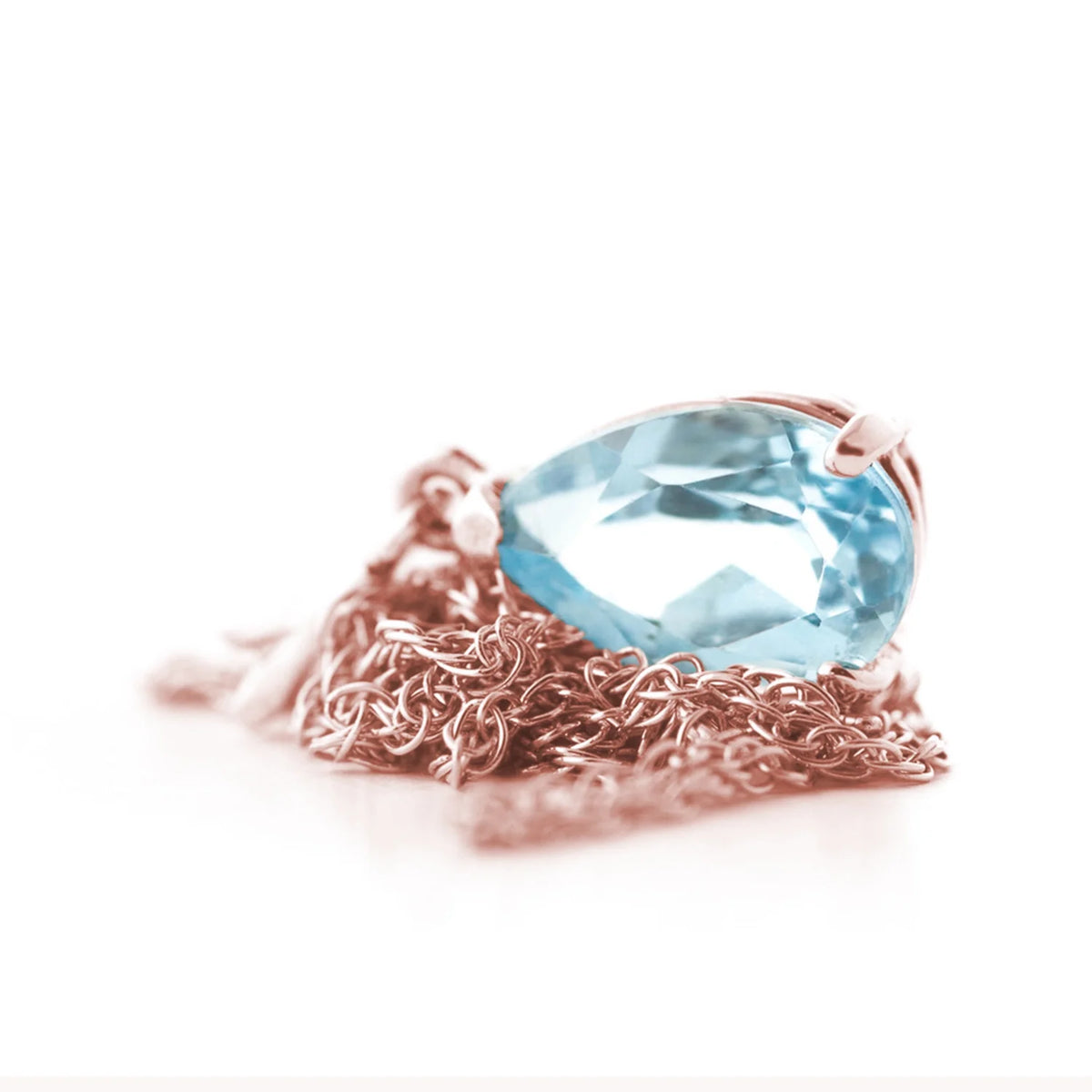 Rose Gold Pear-shaped Aquamarine Drop Pendant Necklace I7749
