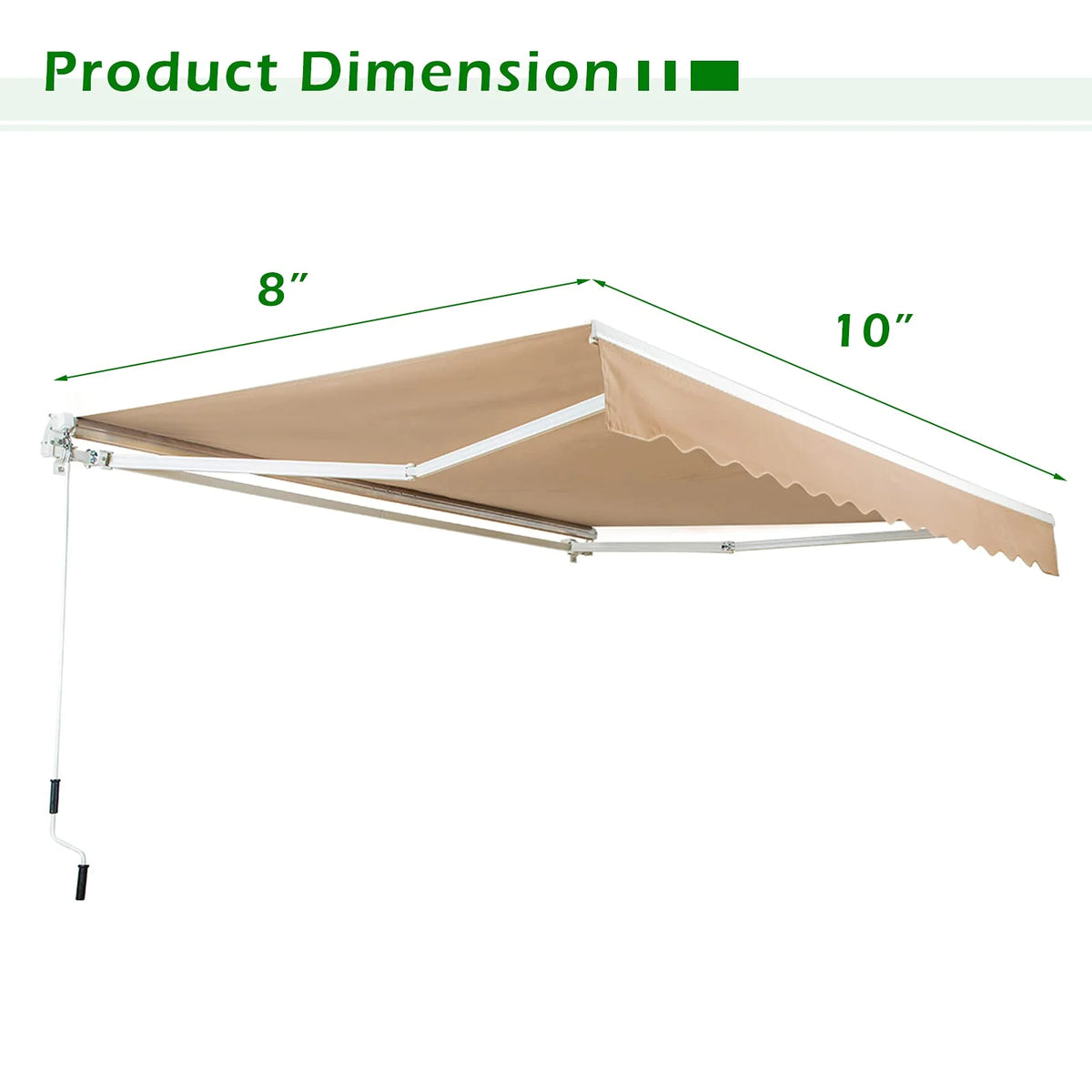 Beige Retractable Patio Awning with Manual Crank Handle E467278