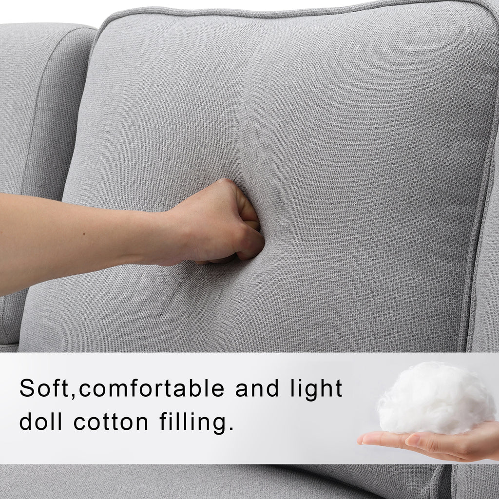 Light Grey 4-Seater Linen Fabric Sofa with 4 Pillows Z17171