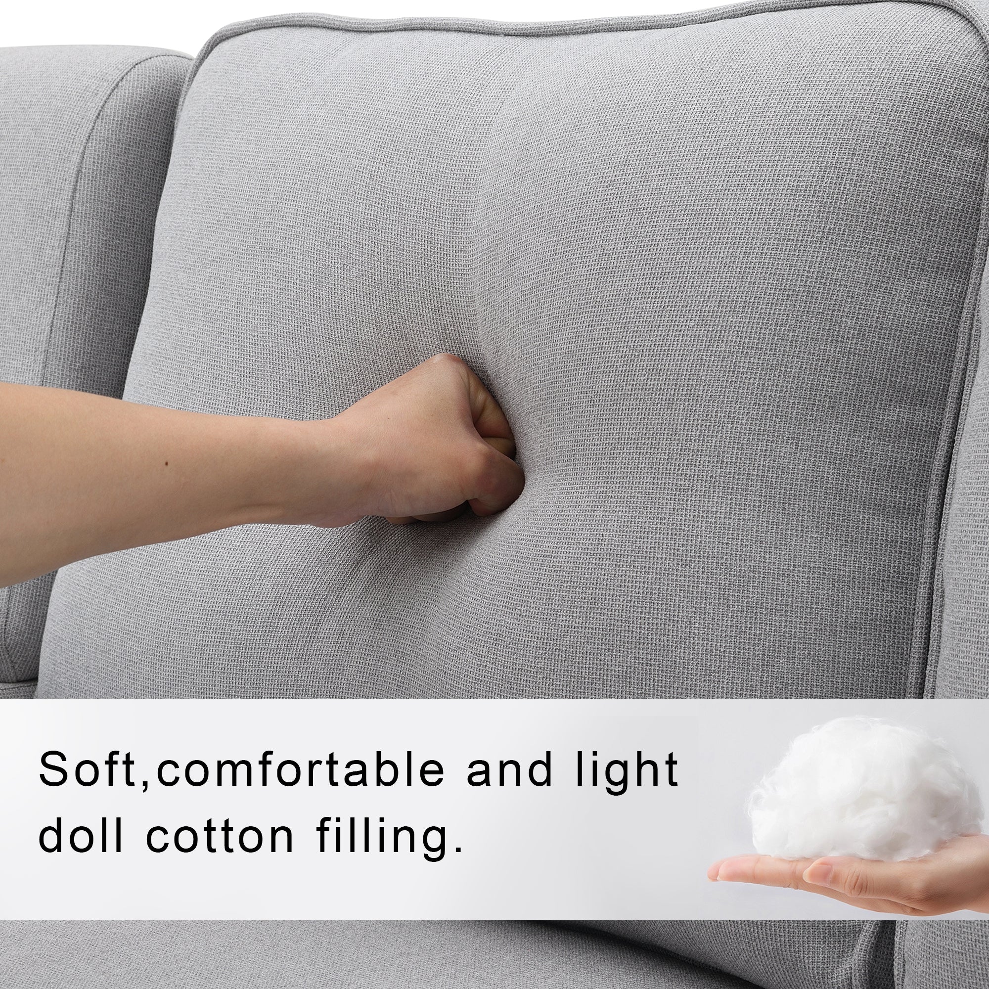 Light Grey 4-Seater Linen Fabric Sofa with 4 Pillows Z17171