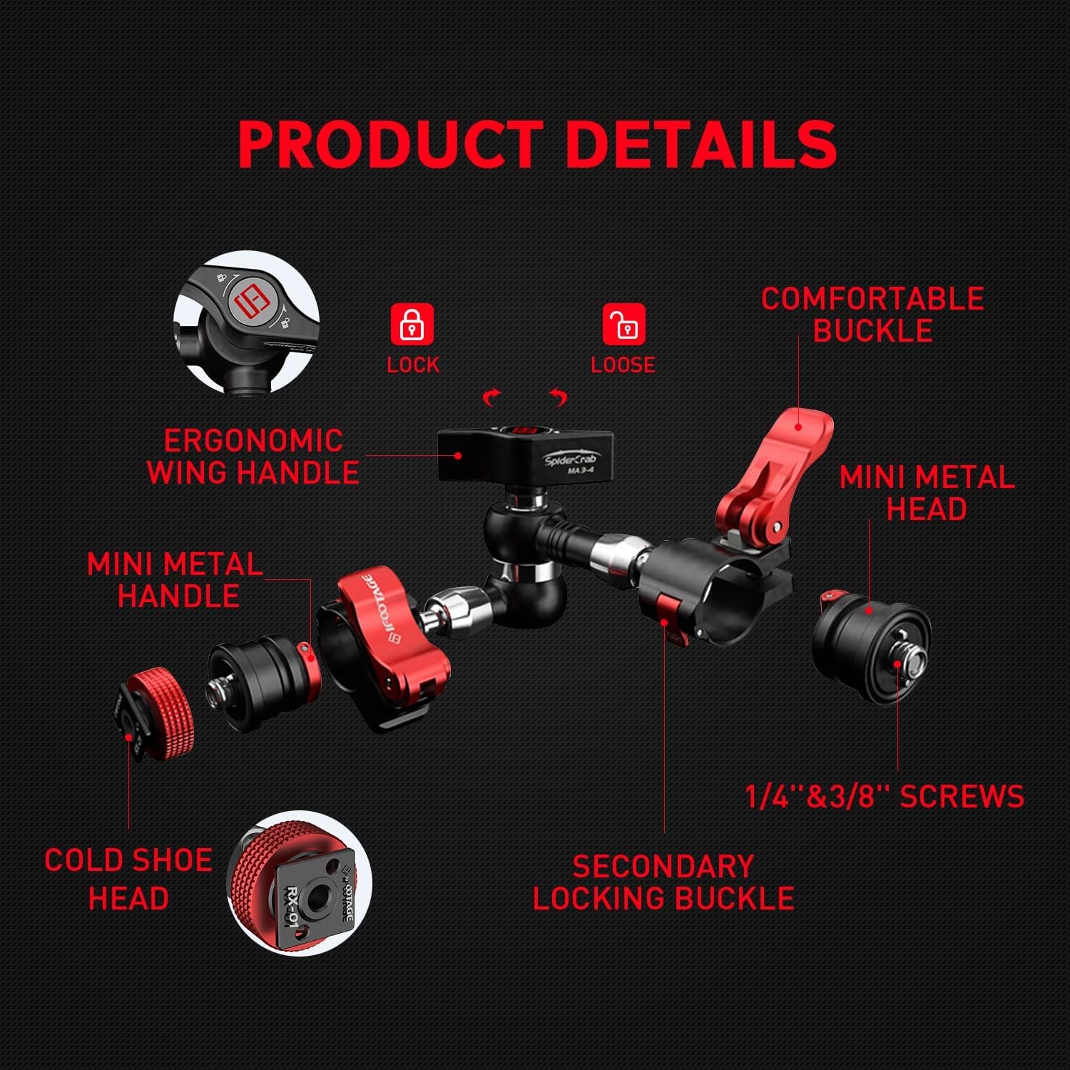 7 Inches Adjustable Magic Arm with 1/4 and 3/8 Thread Screw E74869